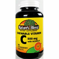 Chewable Vitamin C with Acerola 500 mg, 100 Tablets by Natures Blend - Image 1