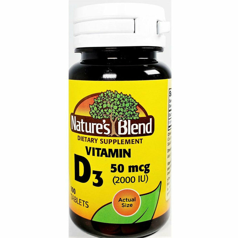 Vitamin D3 50 mcg (2000 IU) 100 Tablets by Natures Blend - Main product image