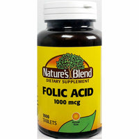 Folic Acid 1000 mcg 1000 Tablets by Natures Blend - Image 1
