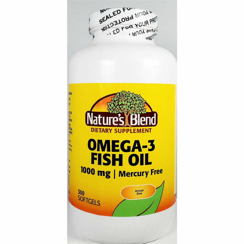 Omega-3 Fish Oil 1000 mg (Mercury Free) 300 Softgels by Natures Blend - Main product image