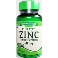 Chelated Zinc (Gluconate), 50 mg 100 Tablets by Nature's Truth - Image 1
