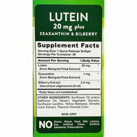 Lutein 20 mg plus Zeaxanthin & Bilberry 39 Softgels by Nature's Truth - Image 2