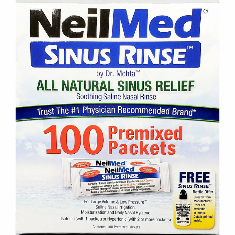 NeilMed Sinus Saline Nasal Rinse, 100 Premixed Packets - Main product image