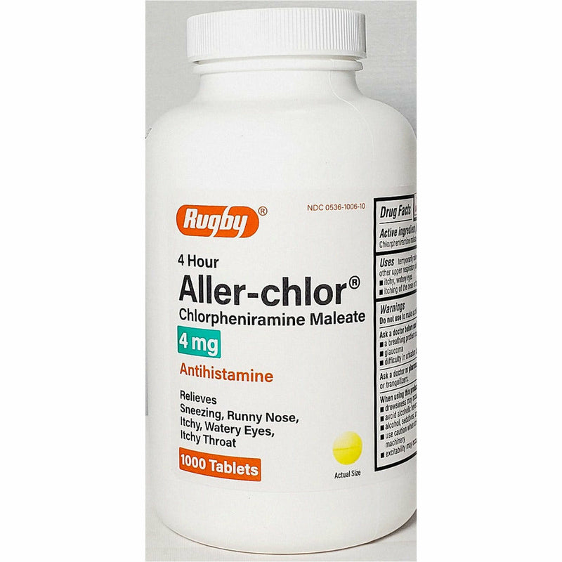 Aller-Chlor 4 mg 1000 Tablets by Rugby - Main product image