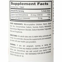 Vitamin D3, 25 mcg (1000 IU) 180 tablets by Rugby - Image 2