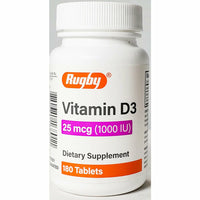 Vitamin D3, 25 mcg (1000 IU) 180 tablets by Rugby - Image 1