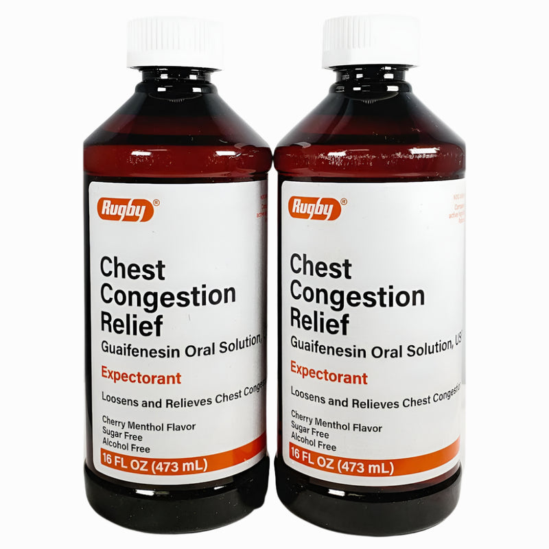 Chest Congestion Relief (Guaifenesin) 100 mg 16 fl oz each (2 Pack) by Rugby - Main product image
