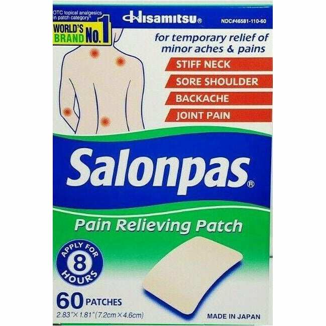 Salonpas Pain Relieving Patch, 60 Patches Per Box (1 or 3 Pack) - Main product image
