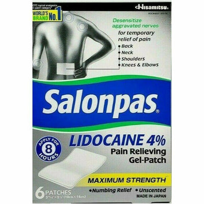 Salonpas Pain Relieving (Gel Patch), 6 Count Each (1, 3 or 6 Pack)