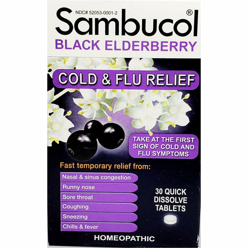 Sambucol Black Elderberry Cold & Flu, 30 Quick Dissolve Tablets - Main product image