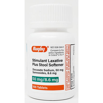 Stimulant Laxative plus Stool Softener 100 Tablets (1 or 3 Pack) by Rugby