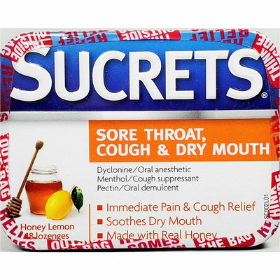 Sucrets Sore Throat, Cough / Dry Mouth Lozenges (Honey Lemon Flavor) 18 Count