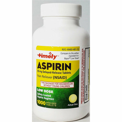 Aspirin 81 mg 1000 Tablets (Delayed Release) by Timely