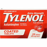 Tylenol Extra Strength, Acetaminophen 500 mg Each 24 Coated Tablets - Image 1
