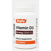 Vitamin D3 - 50 mcg (2000 IU) 100 Tablets by Rugby - Image 1