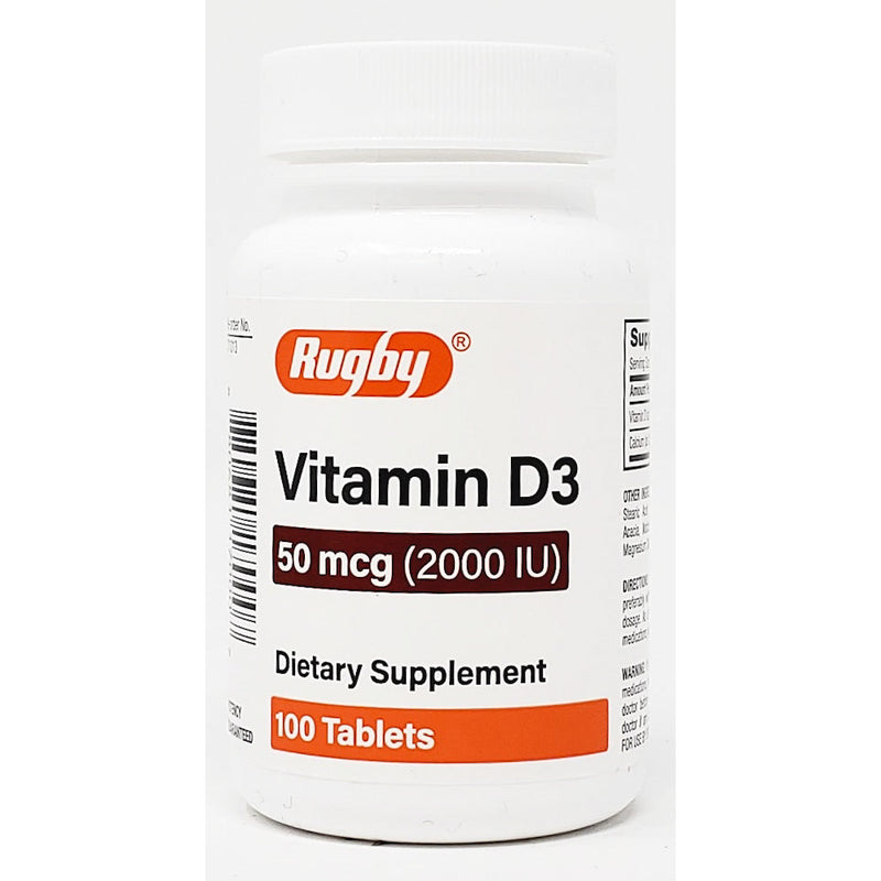 Vitamin D3 - 50 mcg (2000 IU) 100 Tablets by Rugby - Main product image
