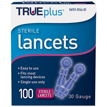 TRUE plus Sterile Lancets 30 Gauge, 100 Count - Main product image